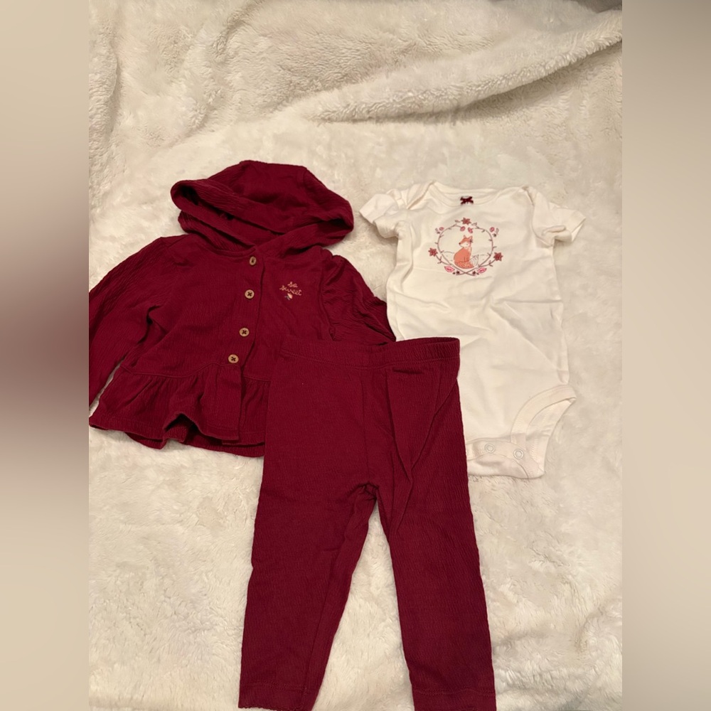 Carter's Burgundy Baby Hoodie & Leggings Set